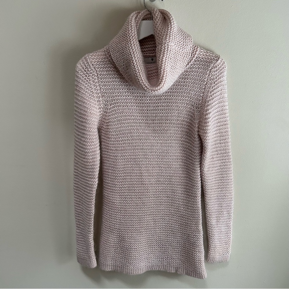 Berretti ~Open Knit Cowl Neck Long Line Tunic Sweater Gold Metallic in  Small